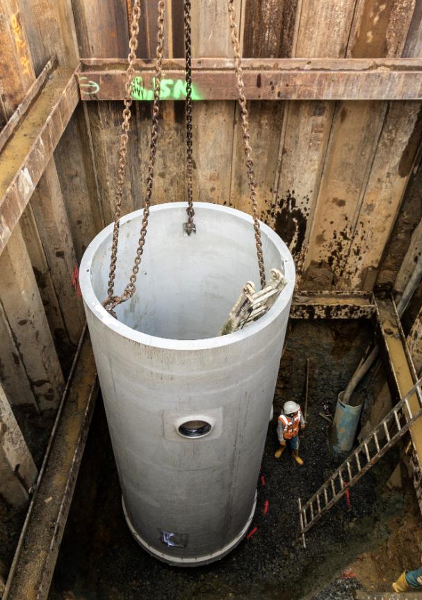 Pose d'un cylindre en beton